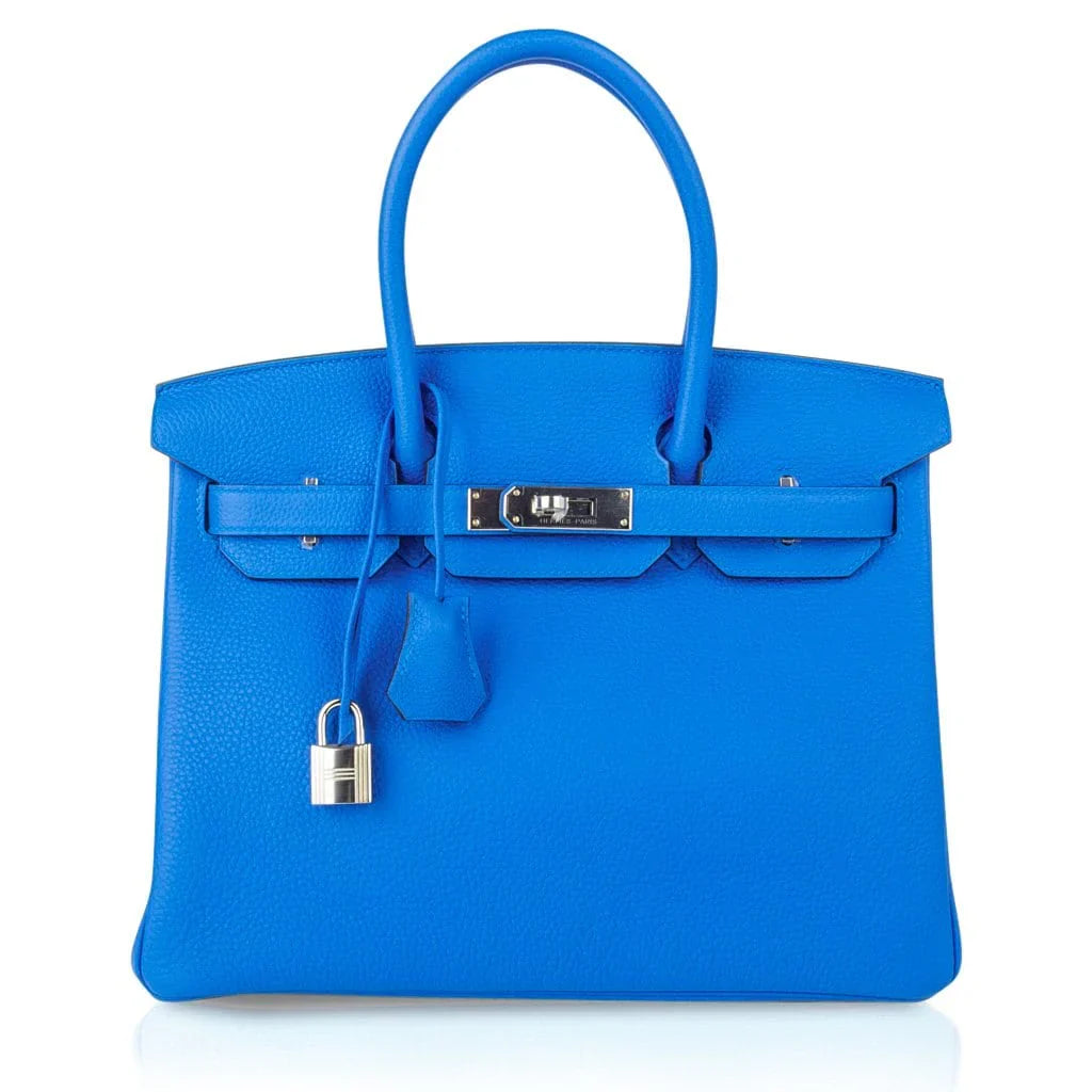 Verso Birkin 30 Bag Blue Zanzibar & Malachite Togo Leather with Palladium Hardware