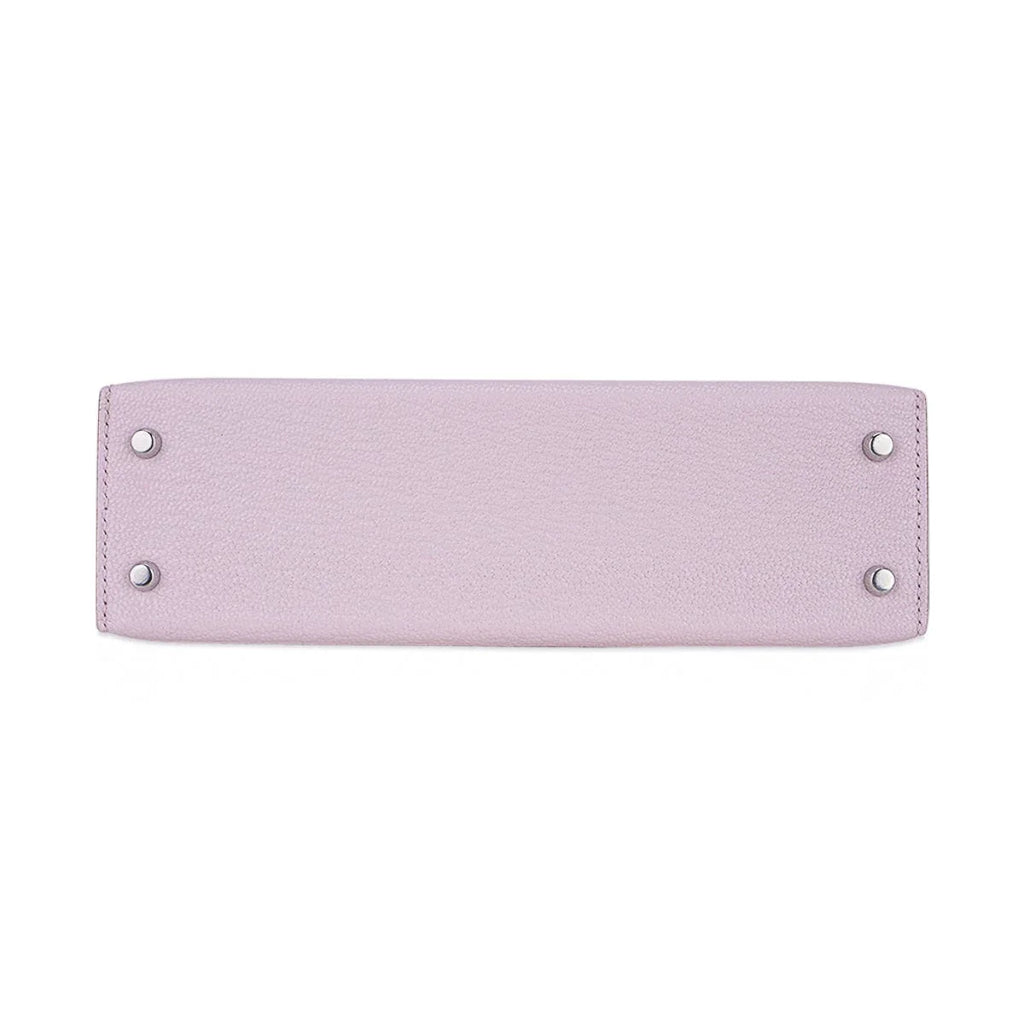 Mini Kelly 20 Bag Sellier Mauve Pale Chevre Leather with Palladium Hardware