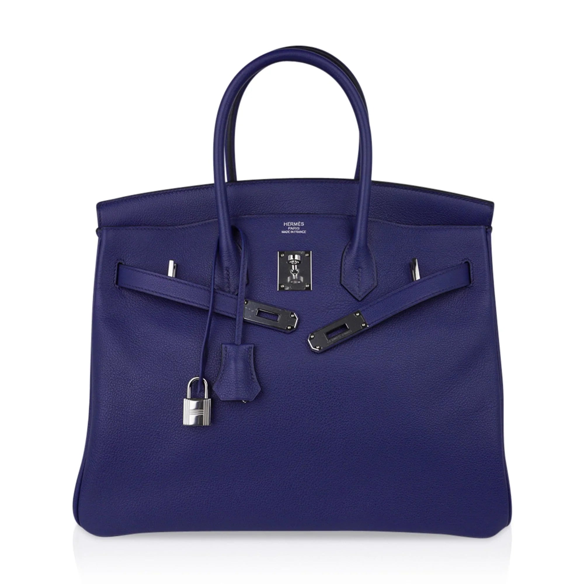 Limited Edition Birkin 35 Bag Blue Sapphire Taurillon Novillo Leather & Toile Sea Surf & Fun