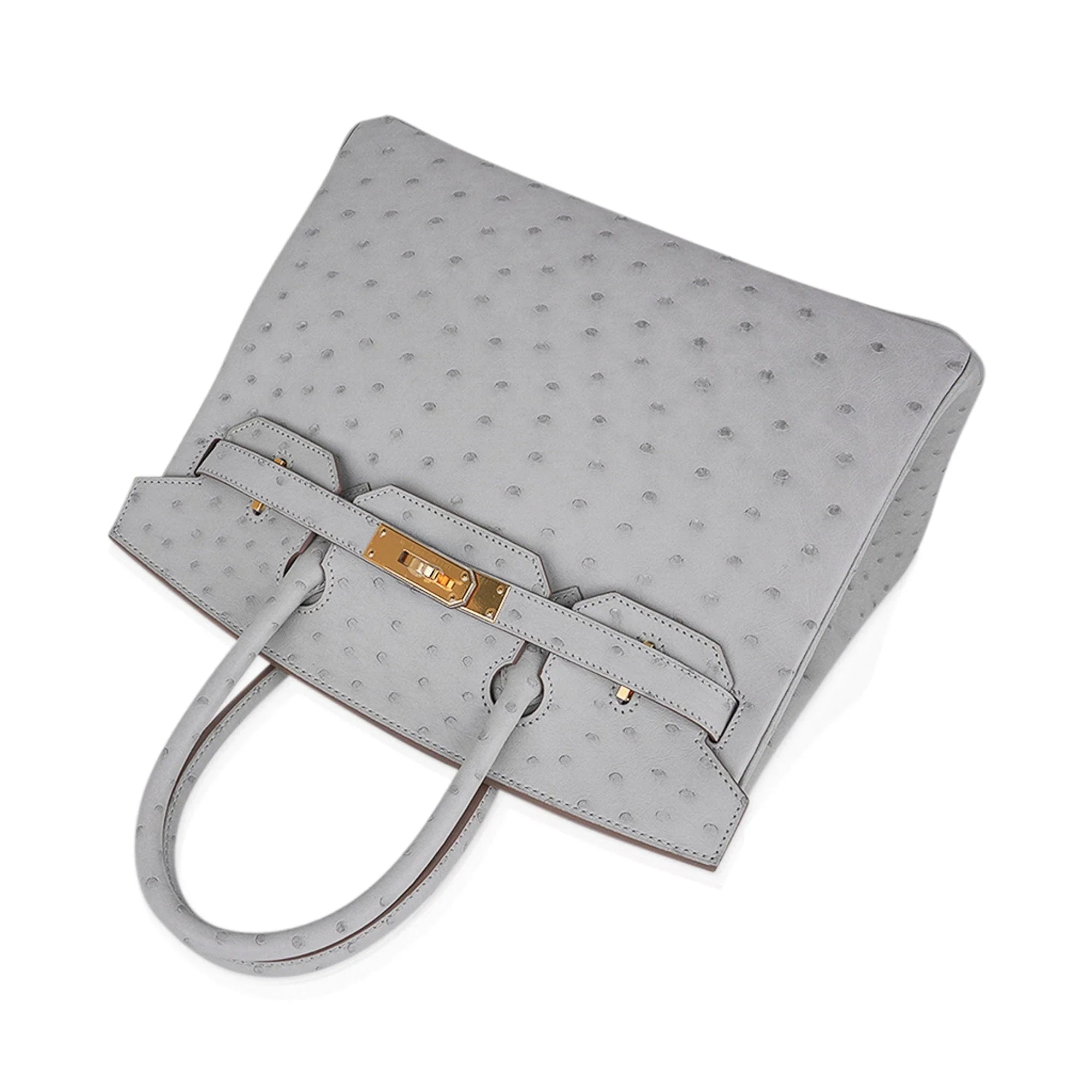 Birkin 30 Bag Gris Perle Ostrich with Gold Hardware