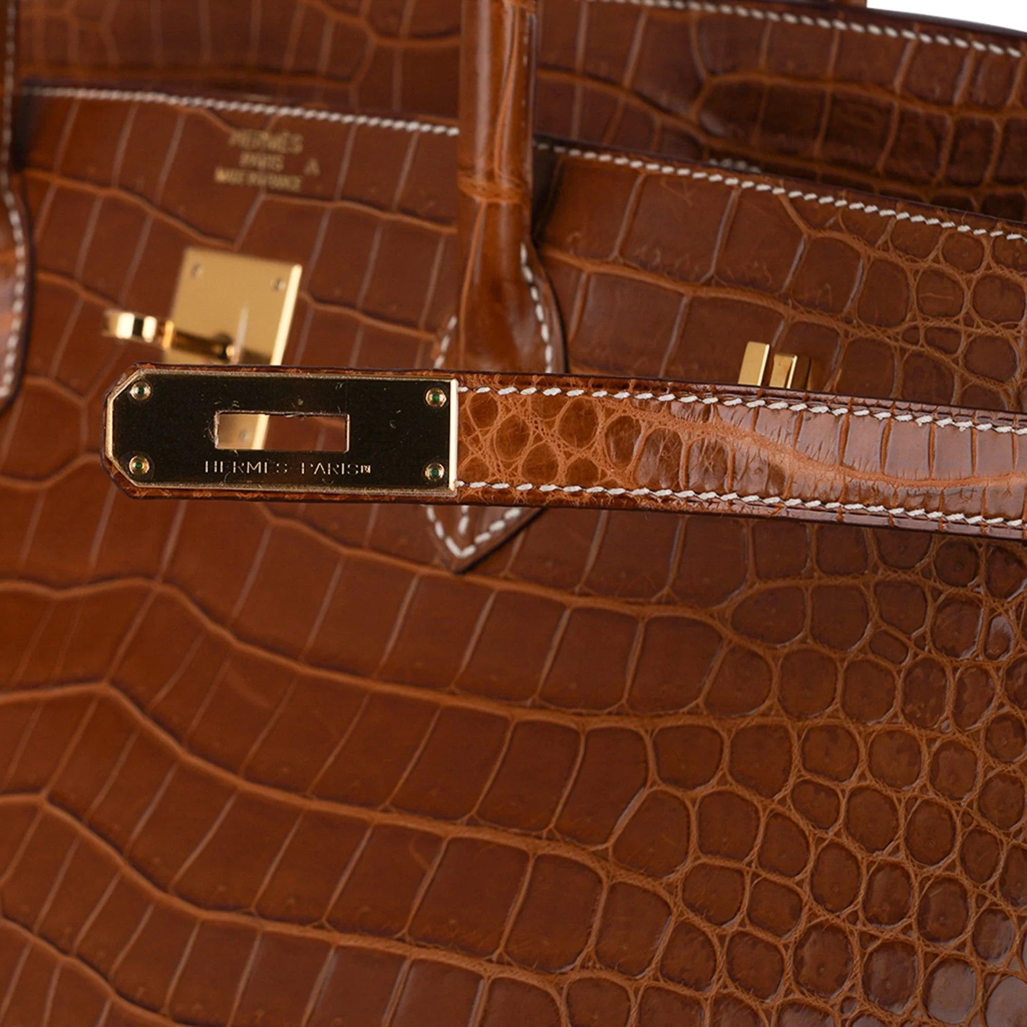 Birkin 40 Bag Rare Fauve Matte Porosus Crocodile Gold Hardware