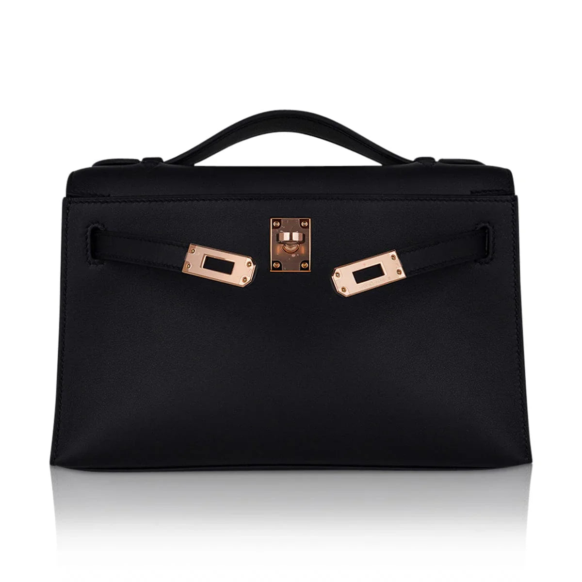 Kelly Pochette Bag Black Rose Gold Hardware Clutch