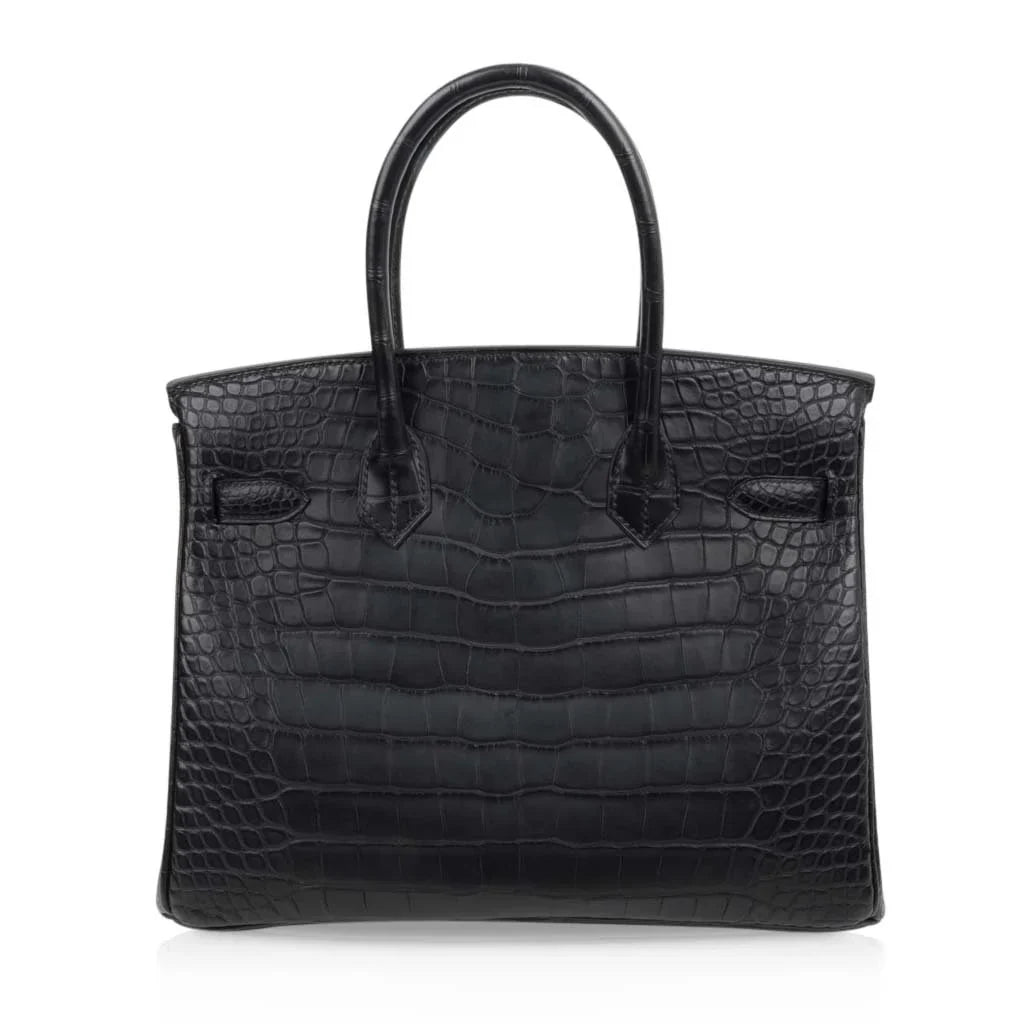 Birkin 30 Bag Black Matte Alligator Gold Hardware