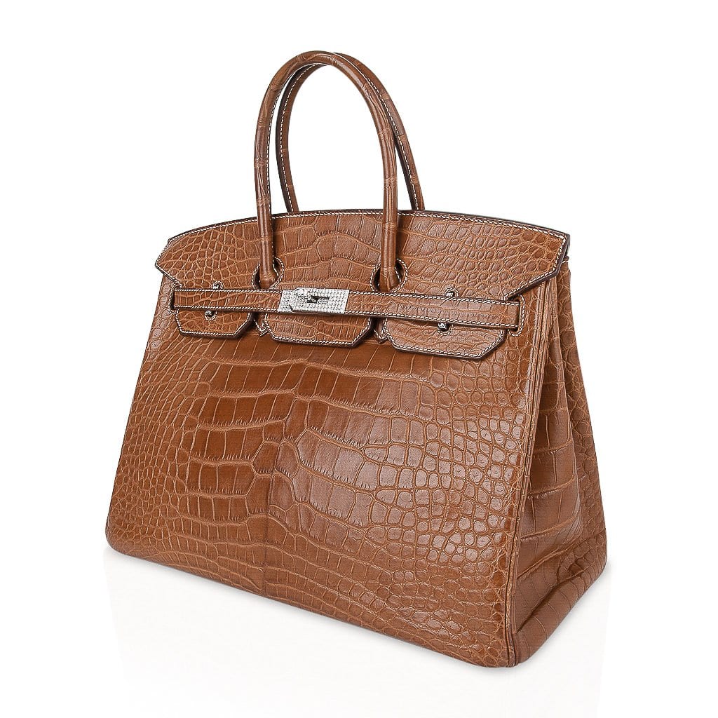Diamond Birkin 35 Bag Fauve Barenia Matte Alligator Rare