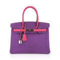 Special Order HSS Birkin 30 Bag Parme and Rose Shocking Chevre Leather with Palladium Hardware