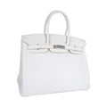 Birkin 35 Bag White Clemence Leather with Palladium Hardware