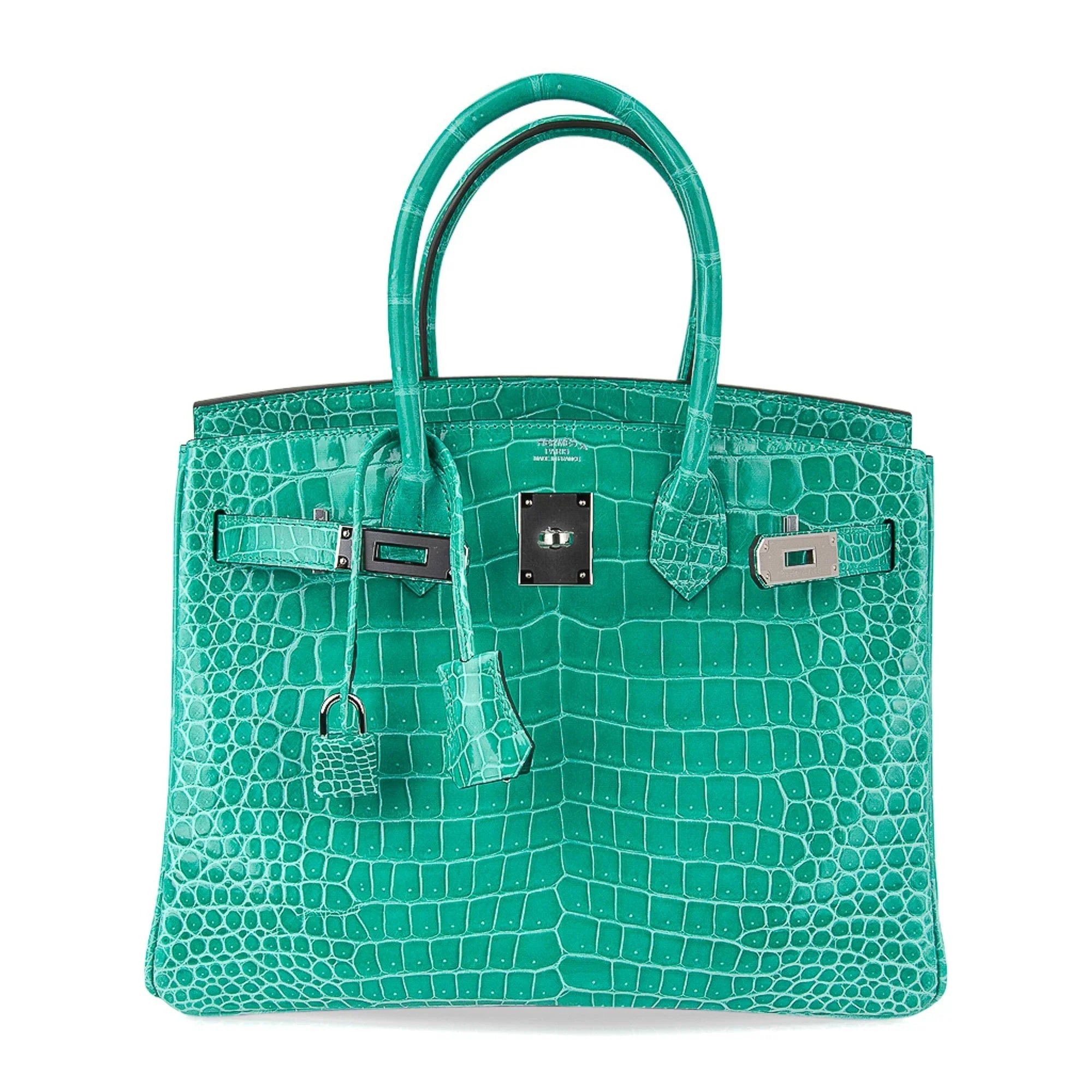 Limited Edition Birkin 30 Bag Vert Jade Porosus Crocodile with Palladium Hardware