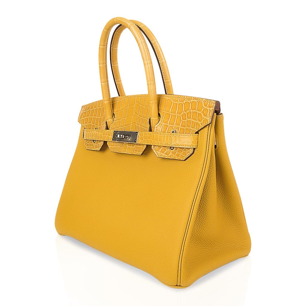 Birkin Touch 30 Bag Jaune Ambre Crocodile / Togo Limited Edition
