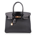 Birkin 30 Touch Bag Black Crocodile / Black Leather Rose Gold Hardware
