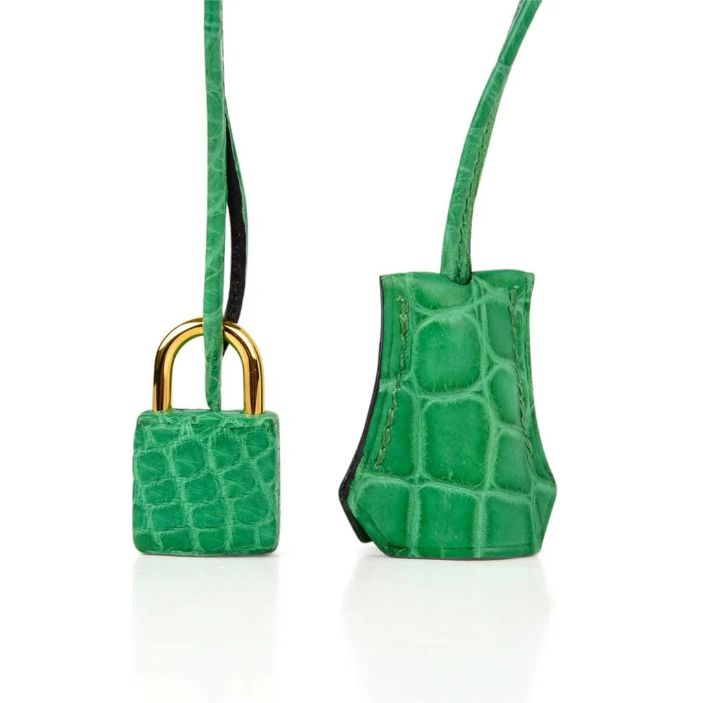 Birkin 35 Bag Matte Alligator Cactus Gold Hardware