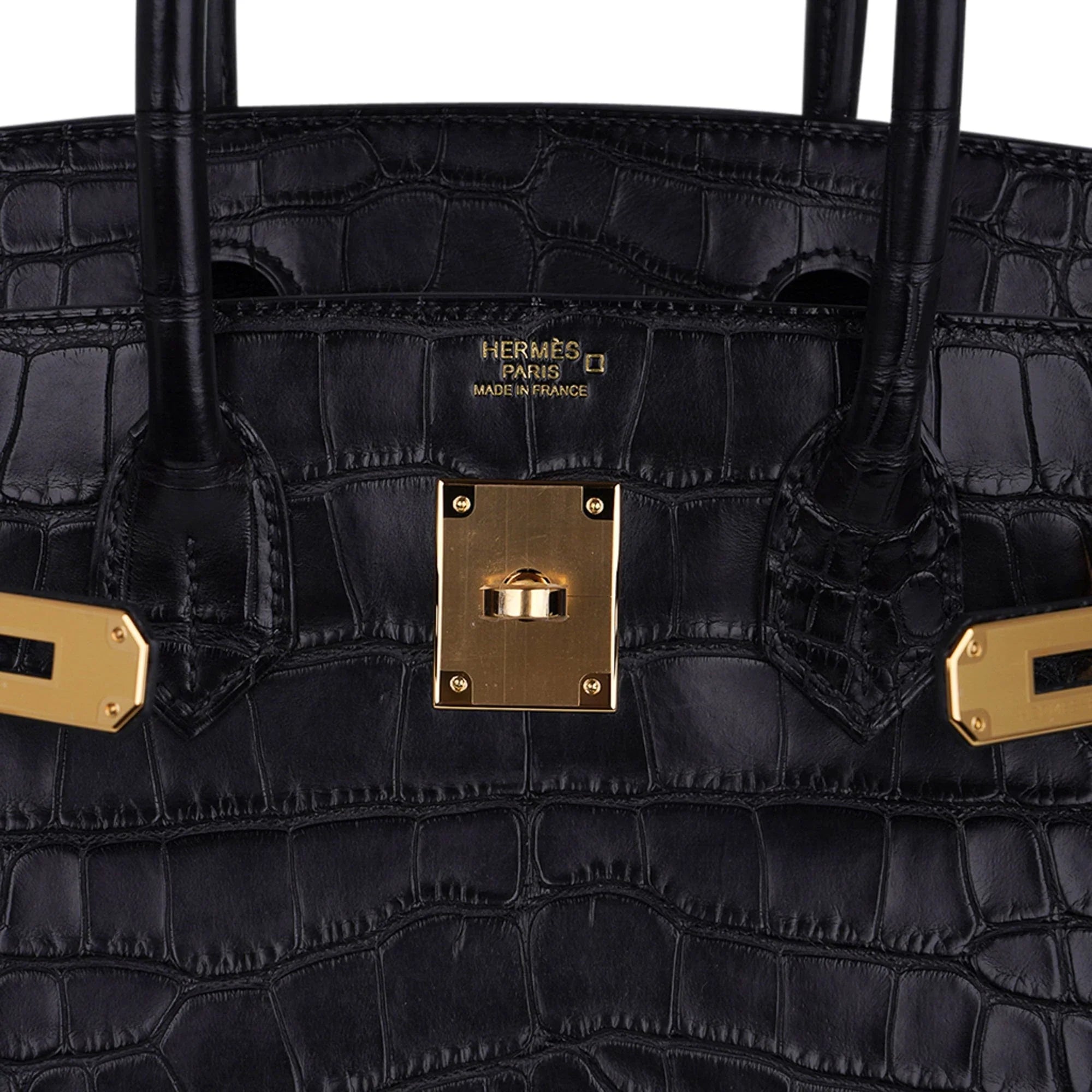 Birkin 30 Matte Alligator Black Bag Gold Hardware