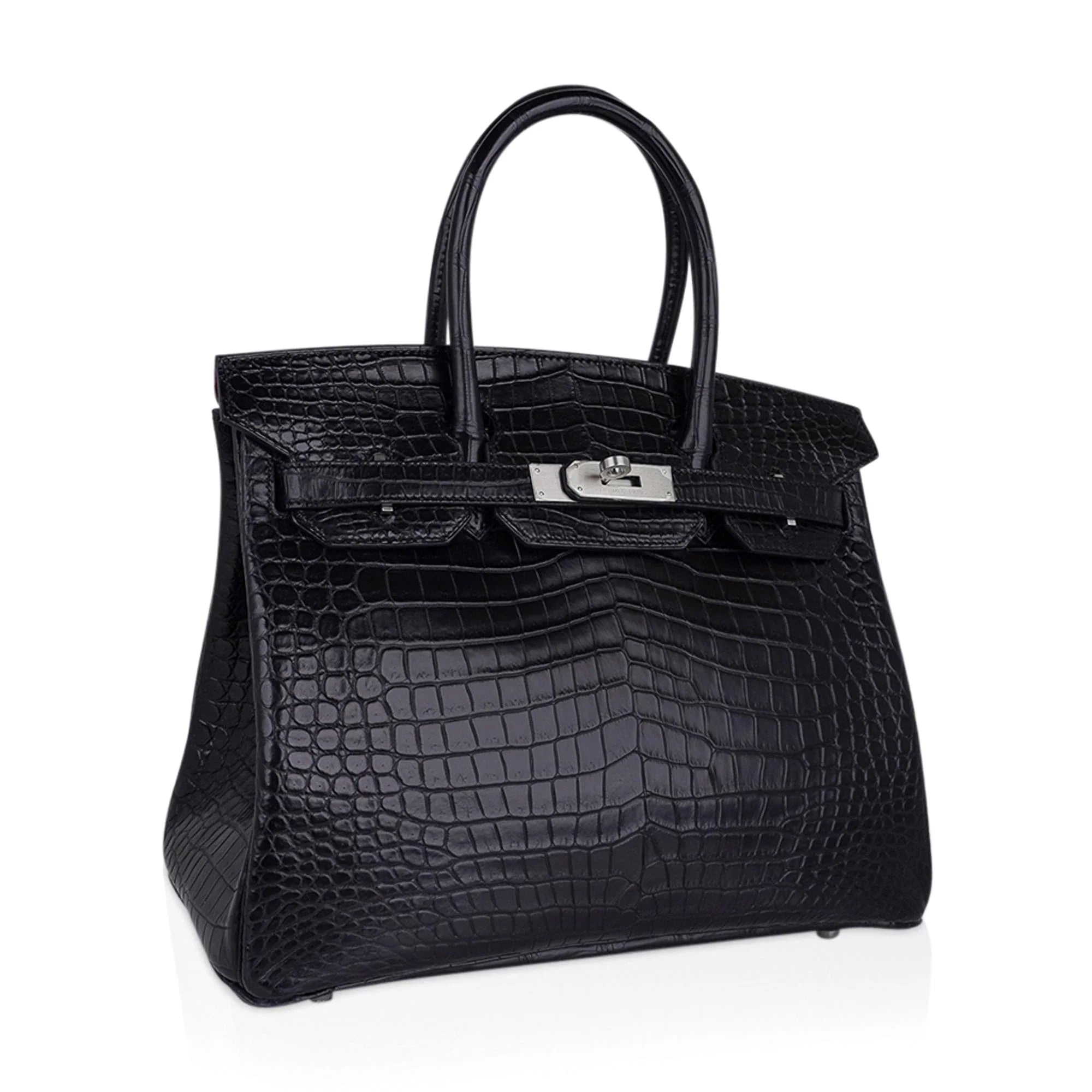 Birkin HSS 30 Matte Porosus Crocodile Black / Rose Pourpre Bag
