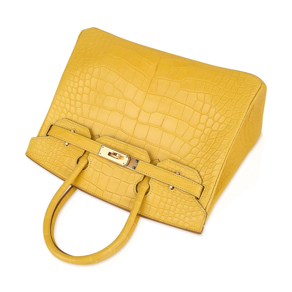 Birkin 30 Bag Mimosa Matte Alligator Gold Hardware