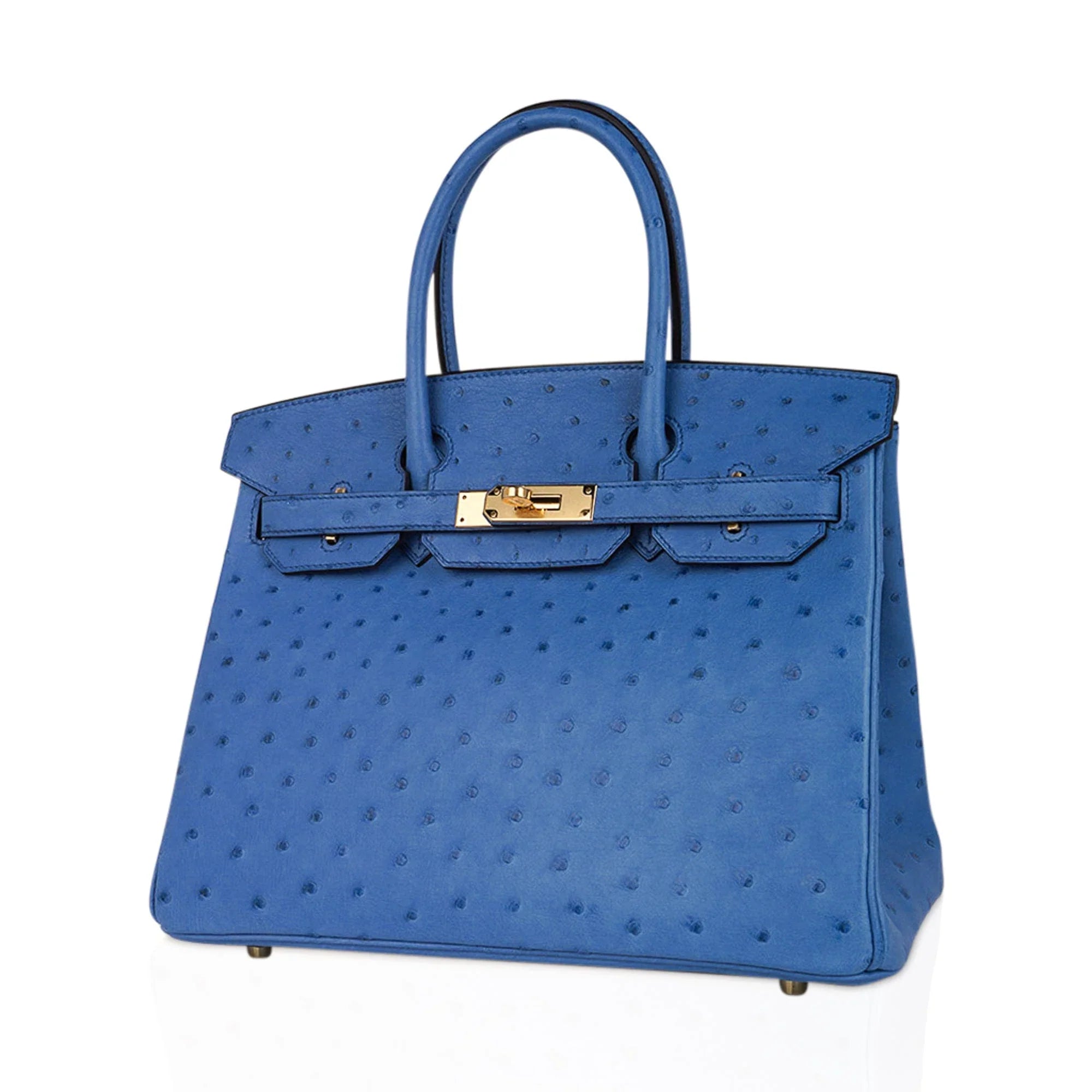 Birkin 30 Bag Bleu Mykonos Ostrich with Gold Hardware
