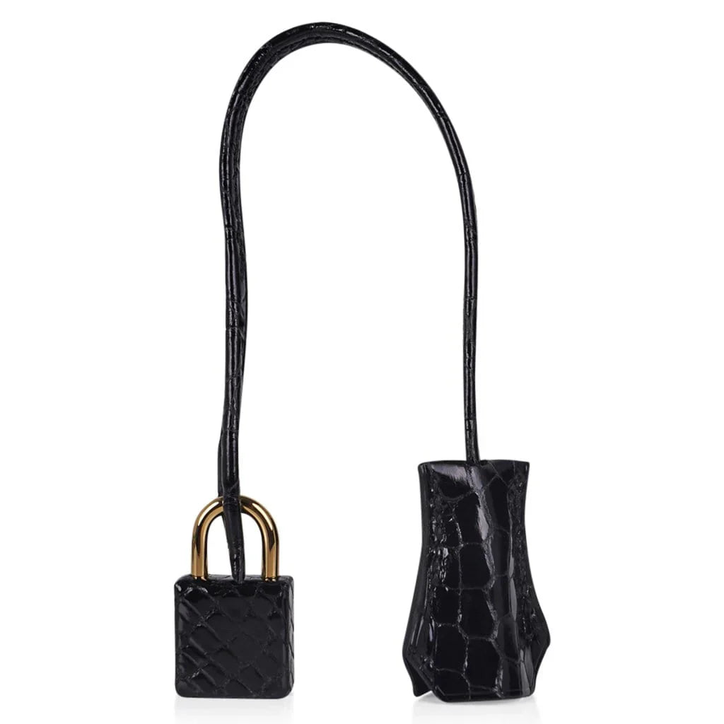 Birkin 30 Bag Black Porosus Crocodile with Gold Hardware