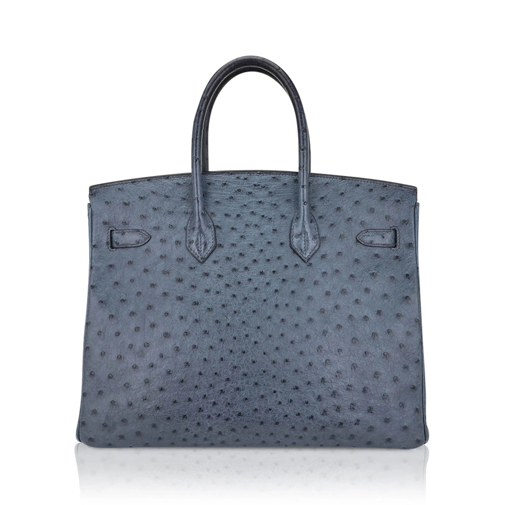 Birkin Vintage 35 Bag Blue Roi Ostrich Palladium Hardware