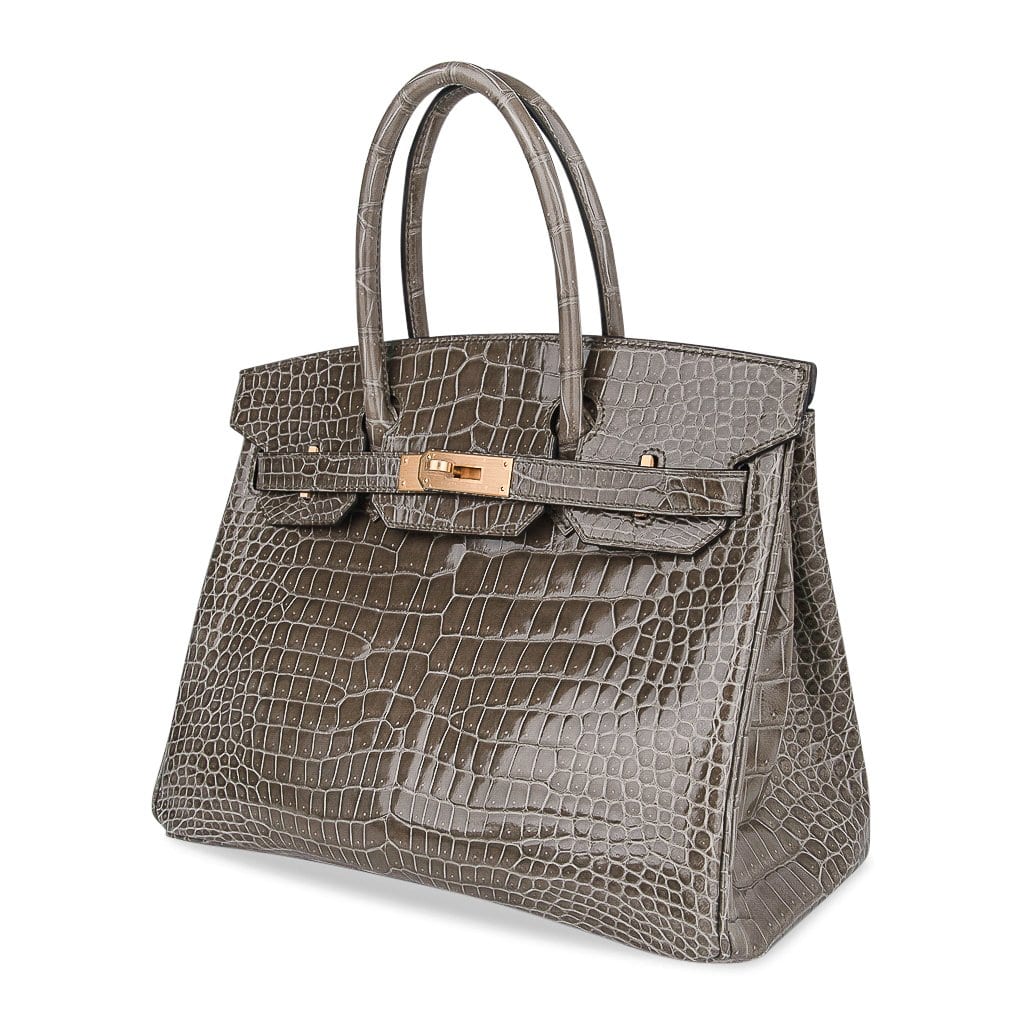 Birkin HSS 30 Bag Gris Tourterelle / Blue Sapphire Porosus Crocodile Limited Edition