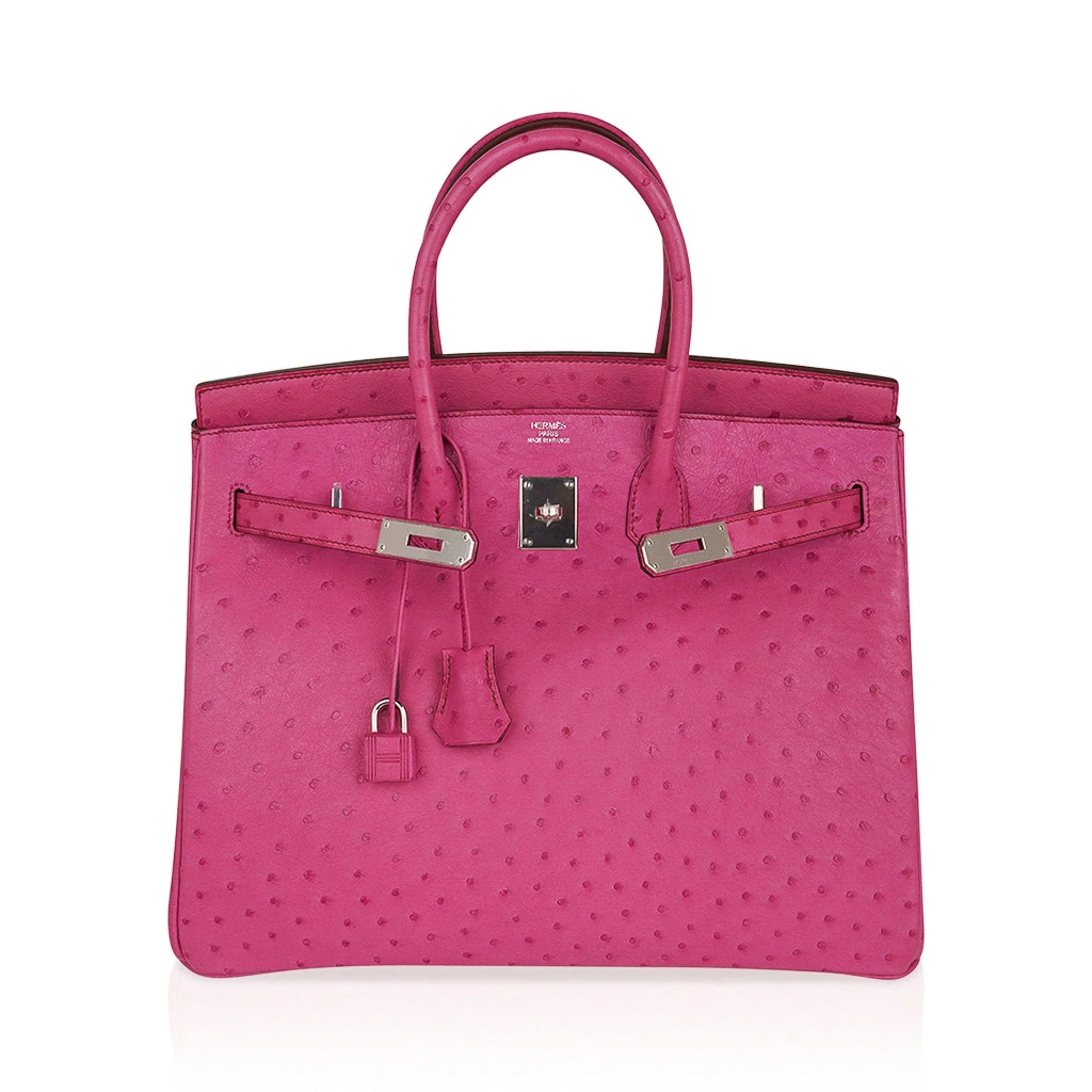 Birkin 35 Bag Fuchsia Ostrich Palladium Hardware