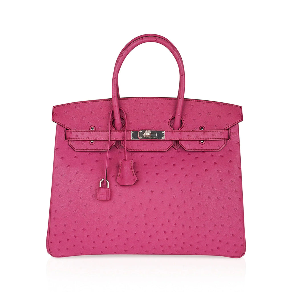 Birkin 35 Bag Fuchsia Ostrich Palladium Hardware