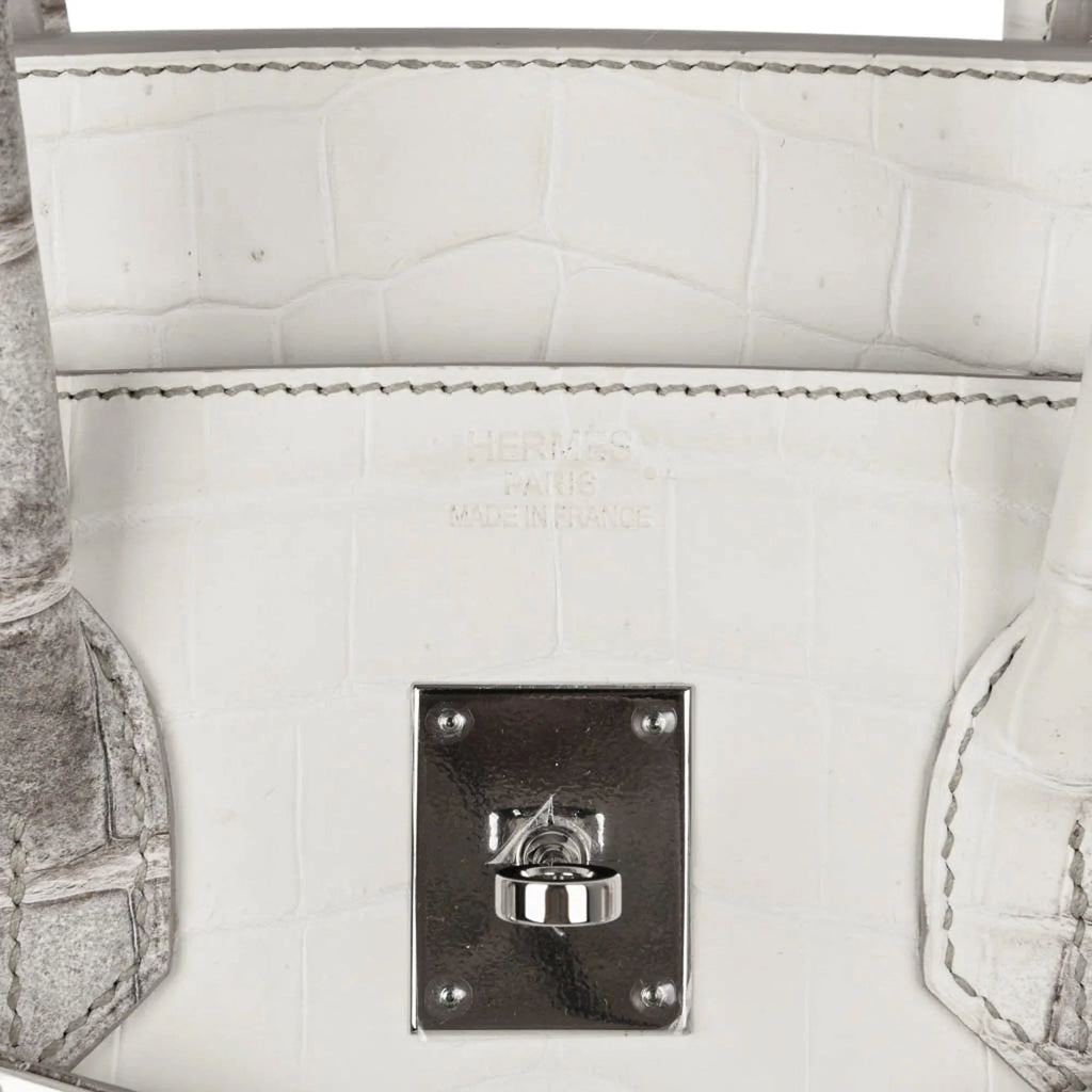 Birkin 35 Himalaya Blanc Crocodile Palladium Hardware