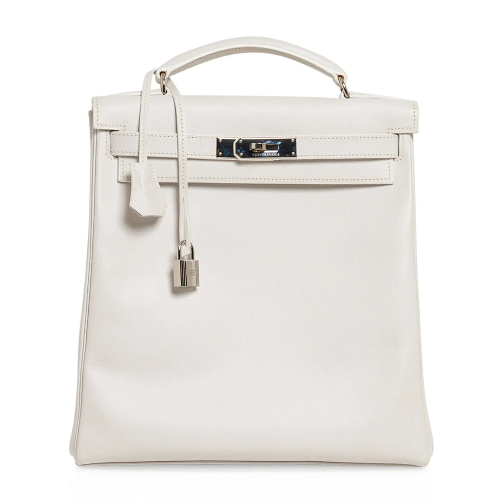 Kelly Ado 28 Bag White Evergrain Palladium Hardware