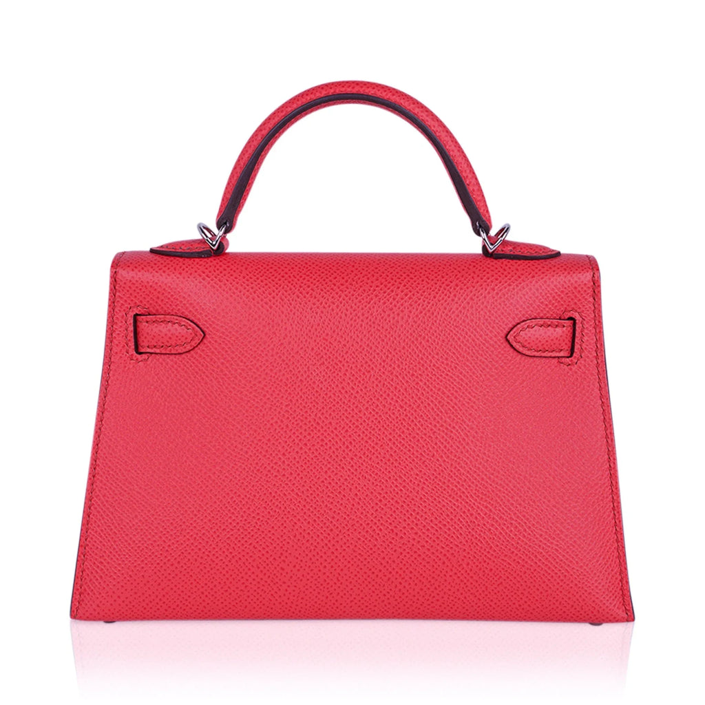 Mini Kelly 20 Bag Sellier Rose Texas Epsom with Palladium Hardware