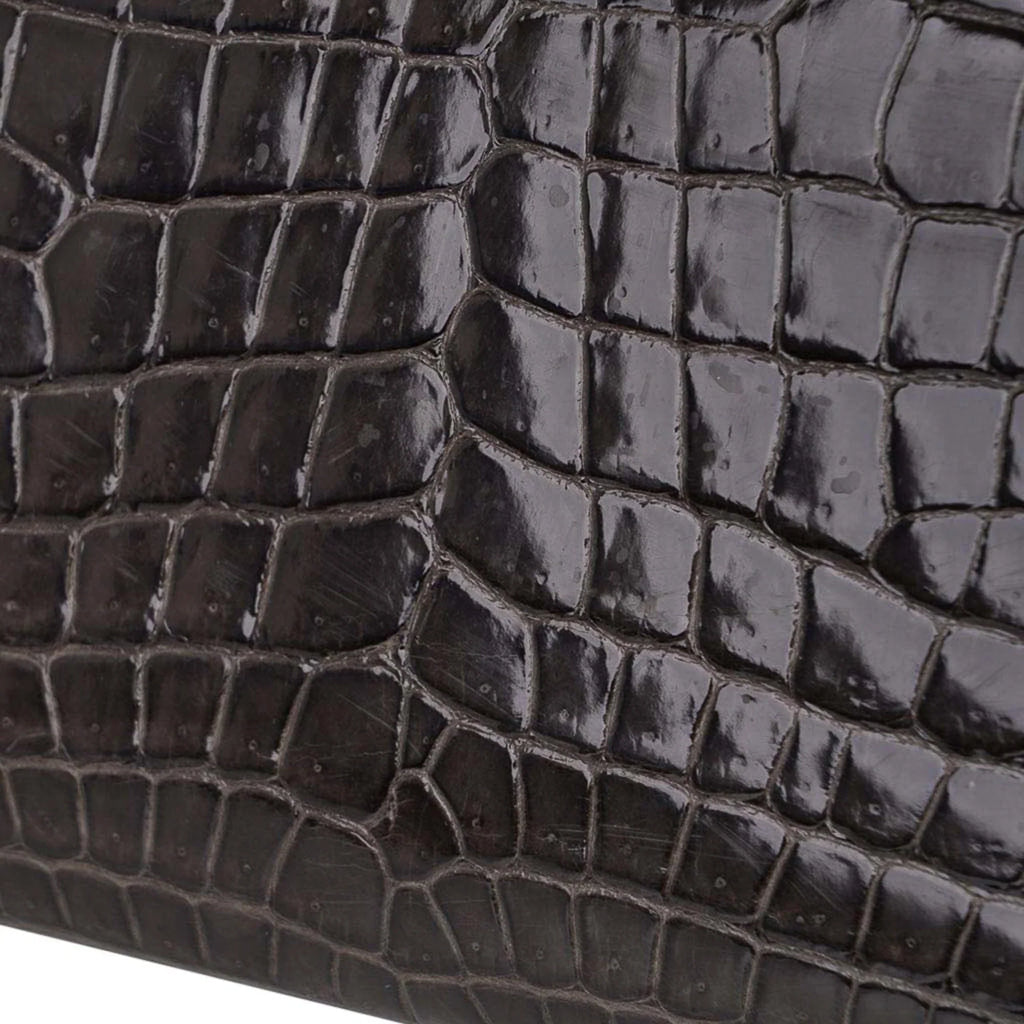 Special Order HSS Birkin 35 Bag Gris Fonce Porosus Crocodile with Palladium Hardware