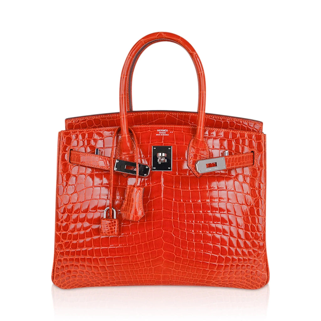 Birkin 30 Bag Orange Crocodile with Palladium Hardware
