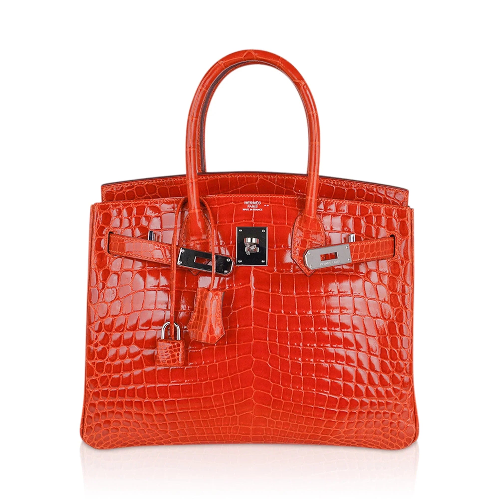 Birkin 30 Bag Orange Crocodile with Palladium Hardware