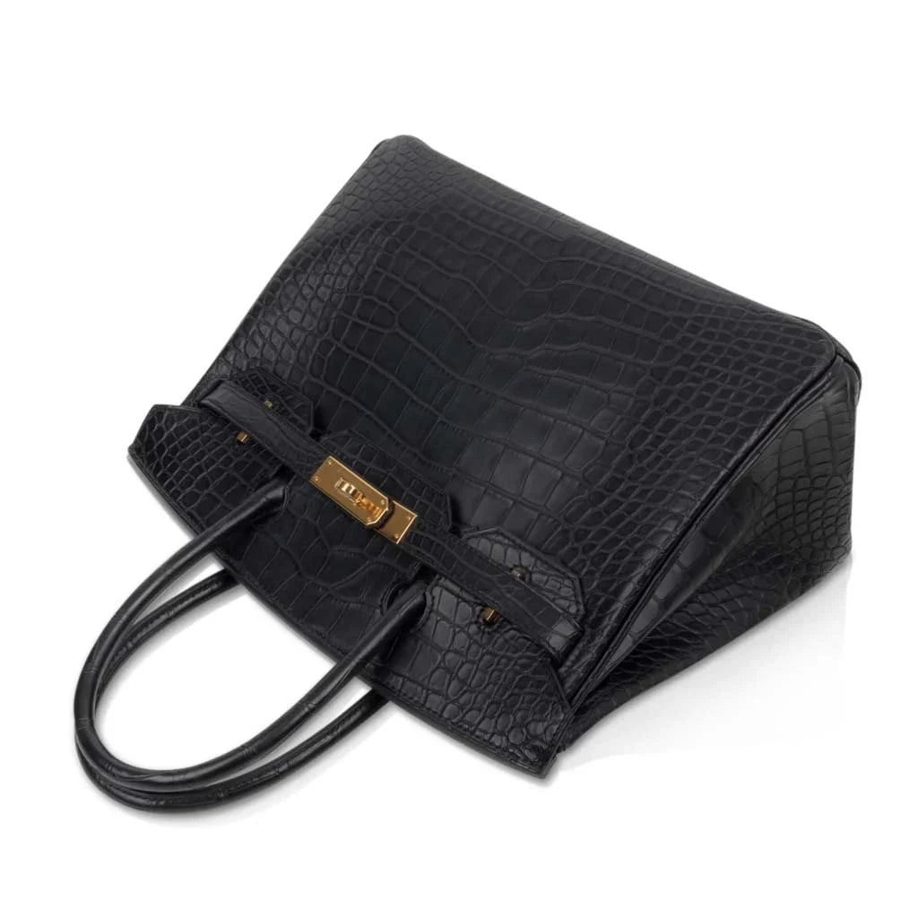 Birkin 30 Bag Black Matte Alligator Gold Hardware