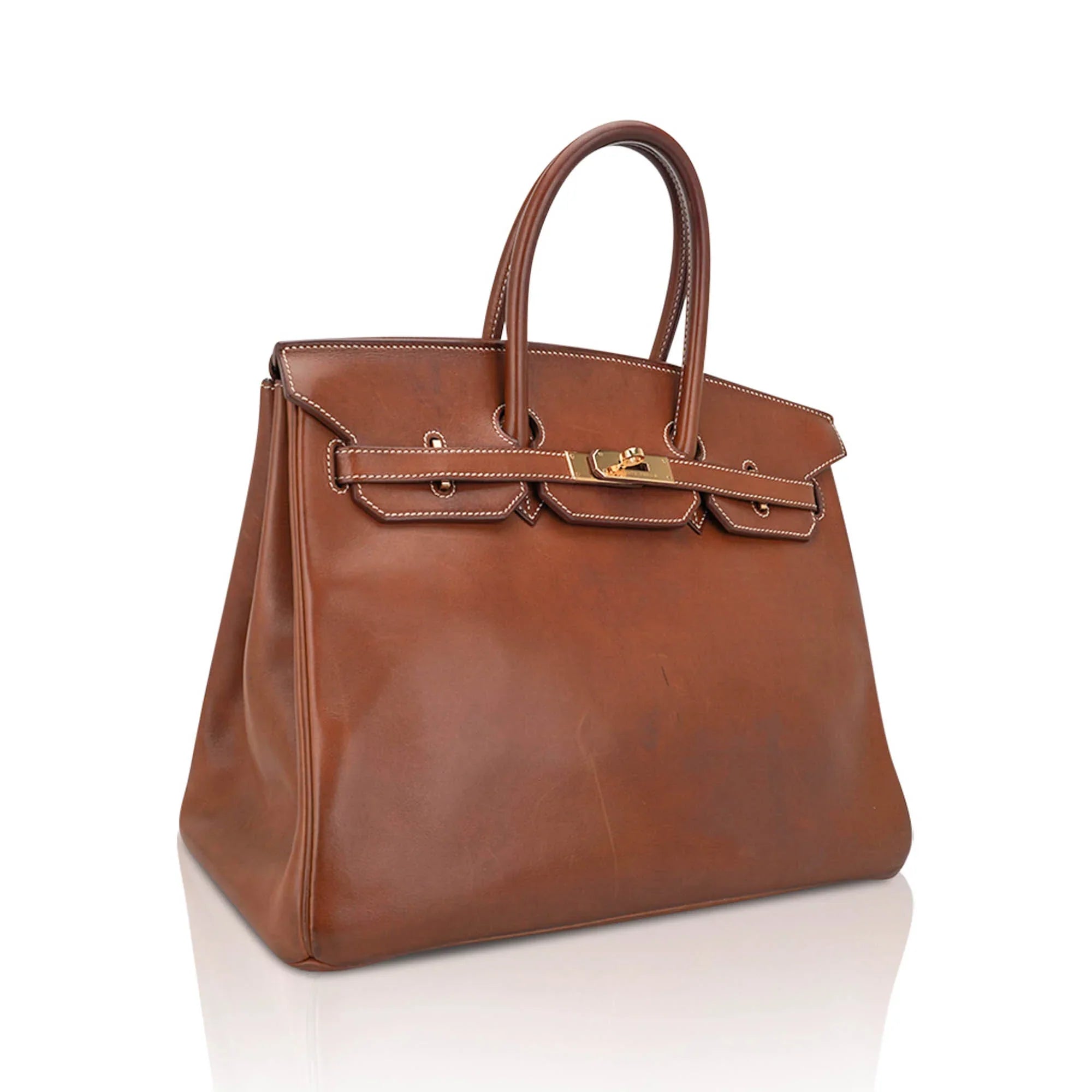 Vintage Limited Edition Birkin 35 Bag Fauve Barenia Leather with Gold Hardware