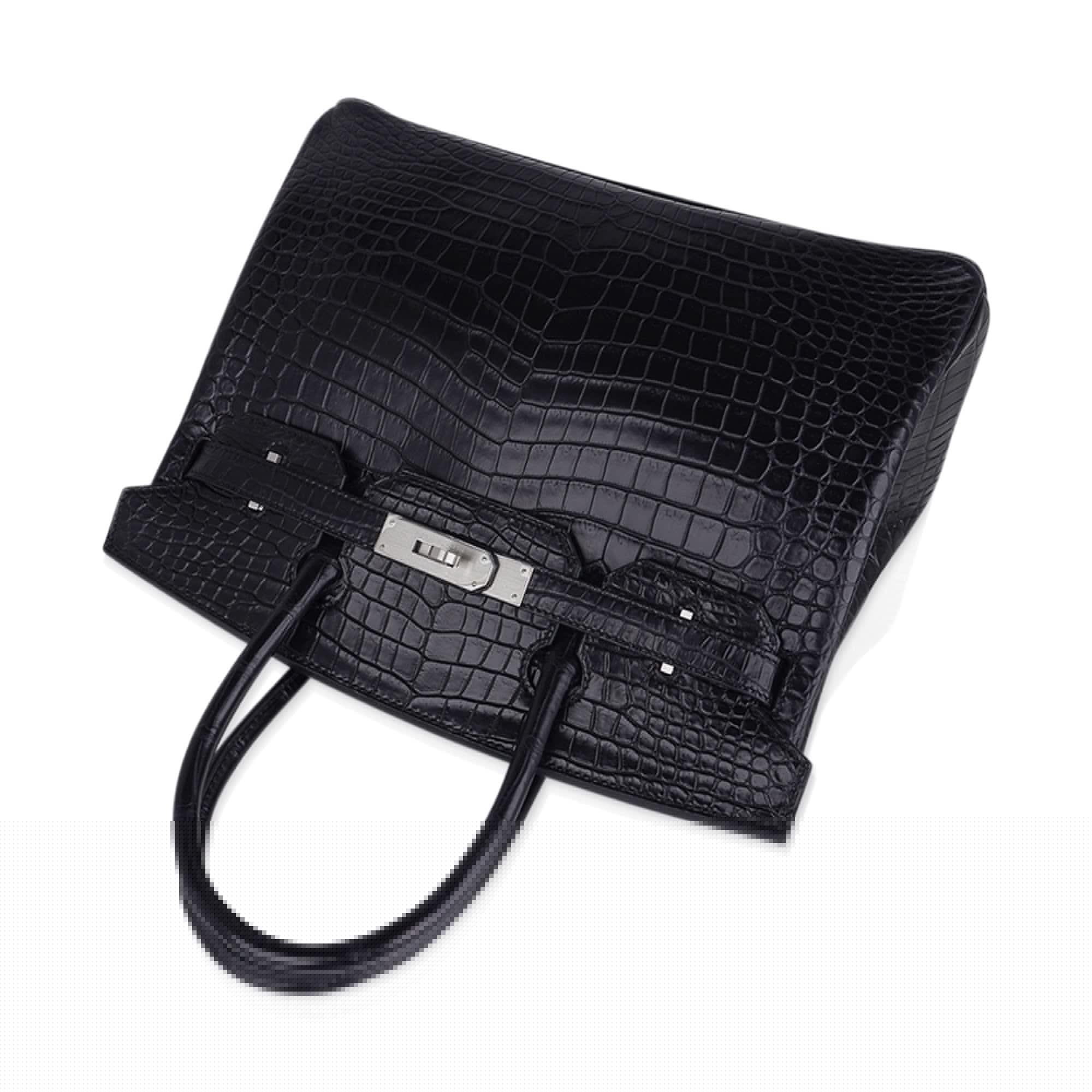Birkin HSS 30 Matte Porosus Crocodile Black / Rose Pourpre Bag