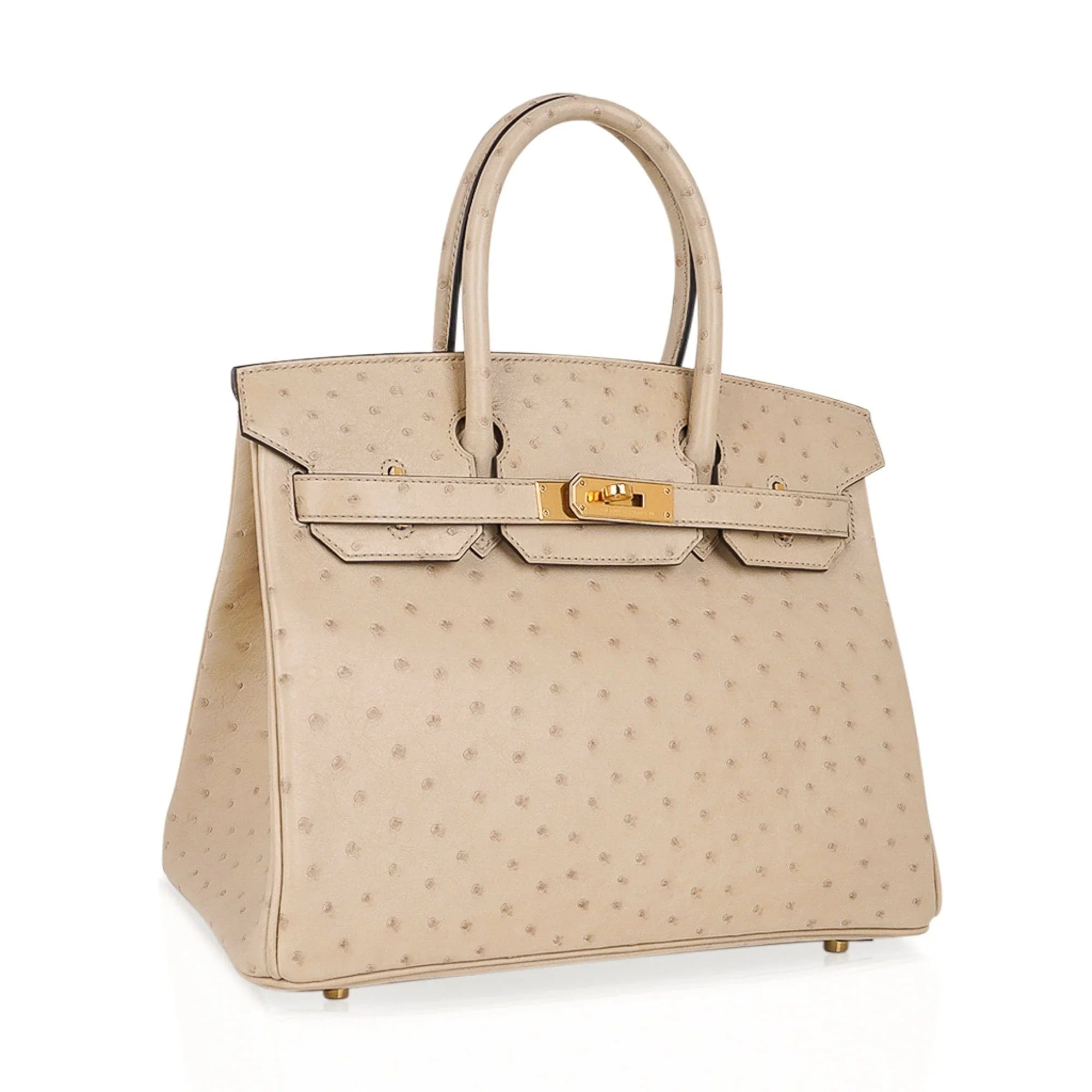 Birkin 30 Bag Ostrich Parchemin Gold Hardware New w/Box