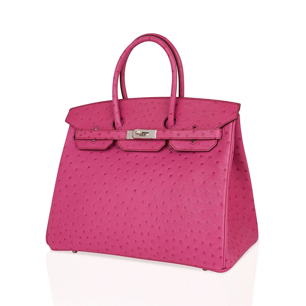 Birkin 35 Bag Fuchsia Ostrich Palladium Hardware