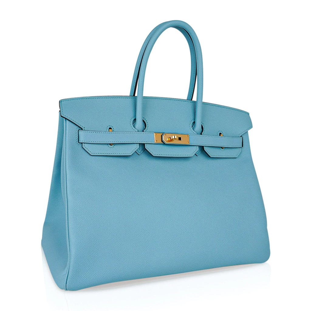 Birkin 35 Bag Blue Atoll Gold Hardware Epsom Leather