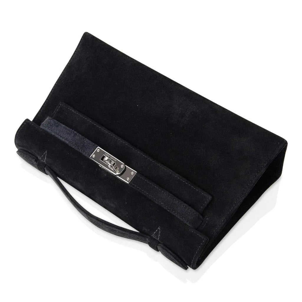 Kelly Pochette Black Doblis Suede Palladium
