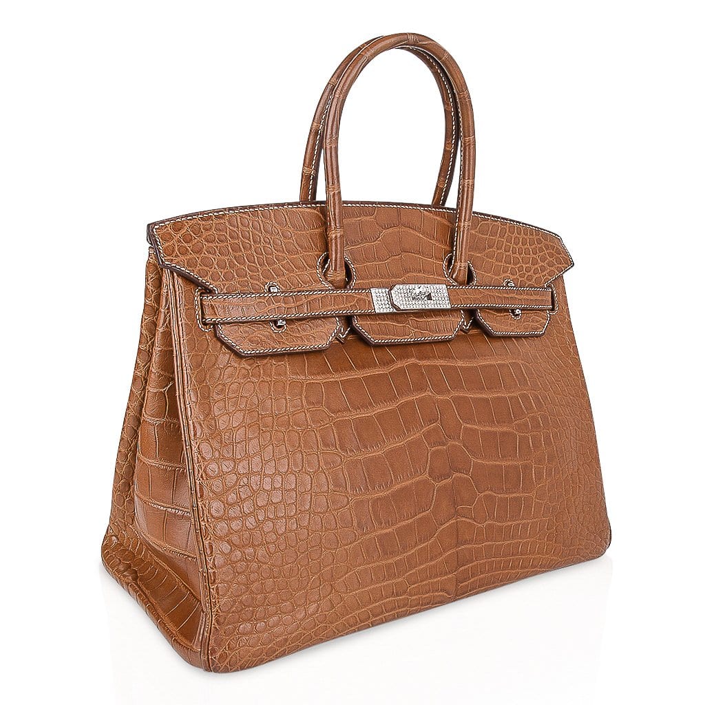 Diamond Birkin 35 Bag Fauve Barenia Matte Alligator Rare