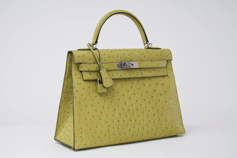 Kelly Kiwi Ostrich Grain Texture Gold Hardware