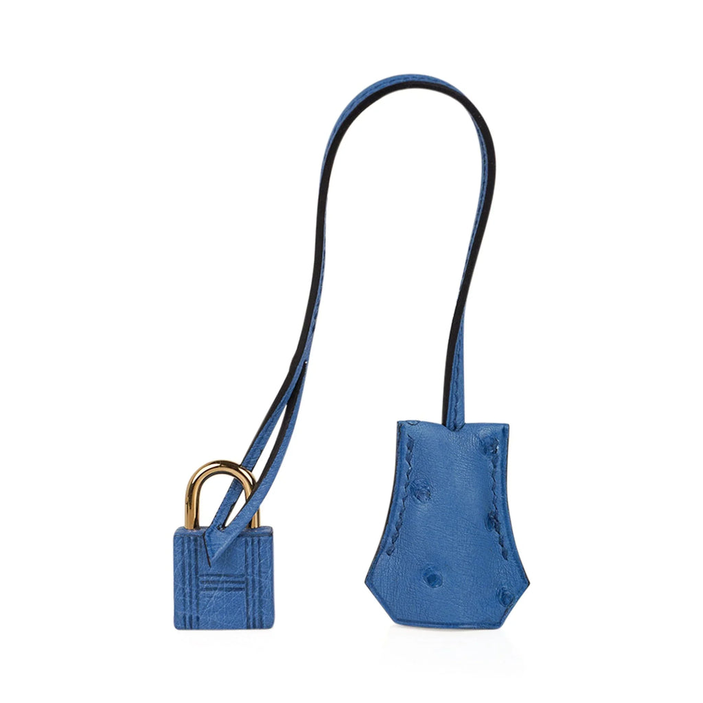 Birkin 30 Bag Bleu Mykonos Ostrich with Gold Hardware