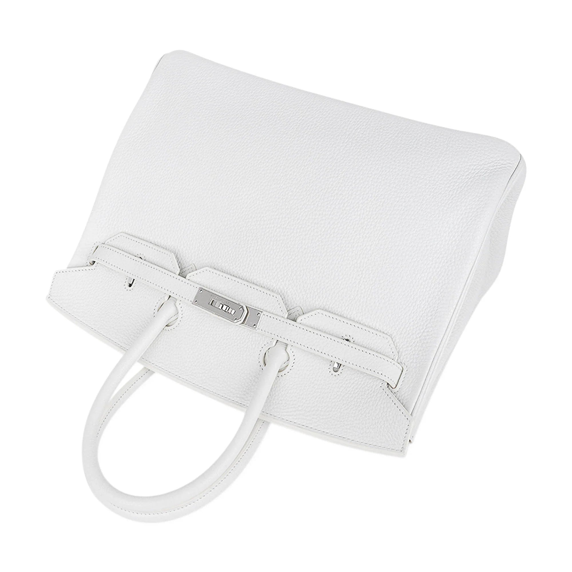 Birkin 35 Bag White Clemence Leather with Palladium Hardware