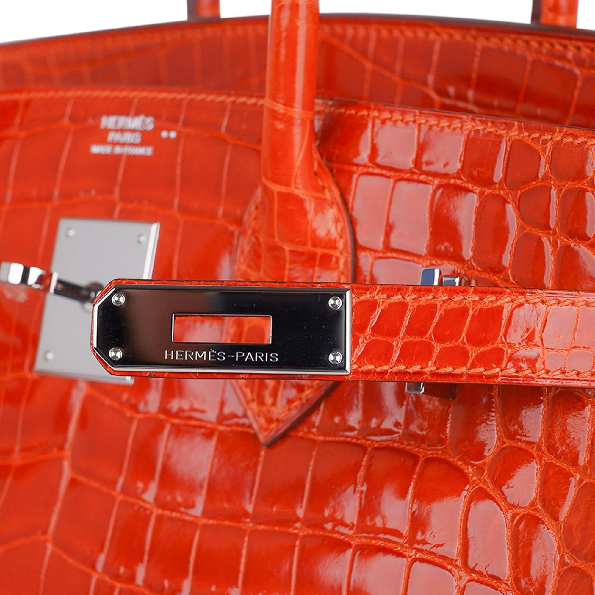 Birkin 30 Bag Orange Crocodile with Palladium Hardware