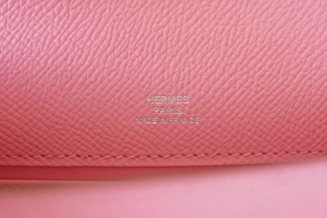 Kelly Pochette Clutch Bag Rose Confetti Pink Epsom Palladium