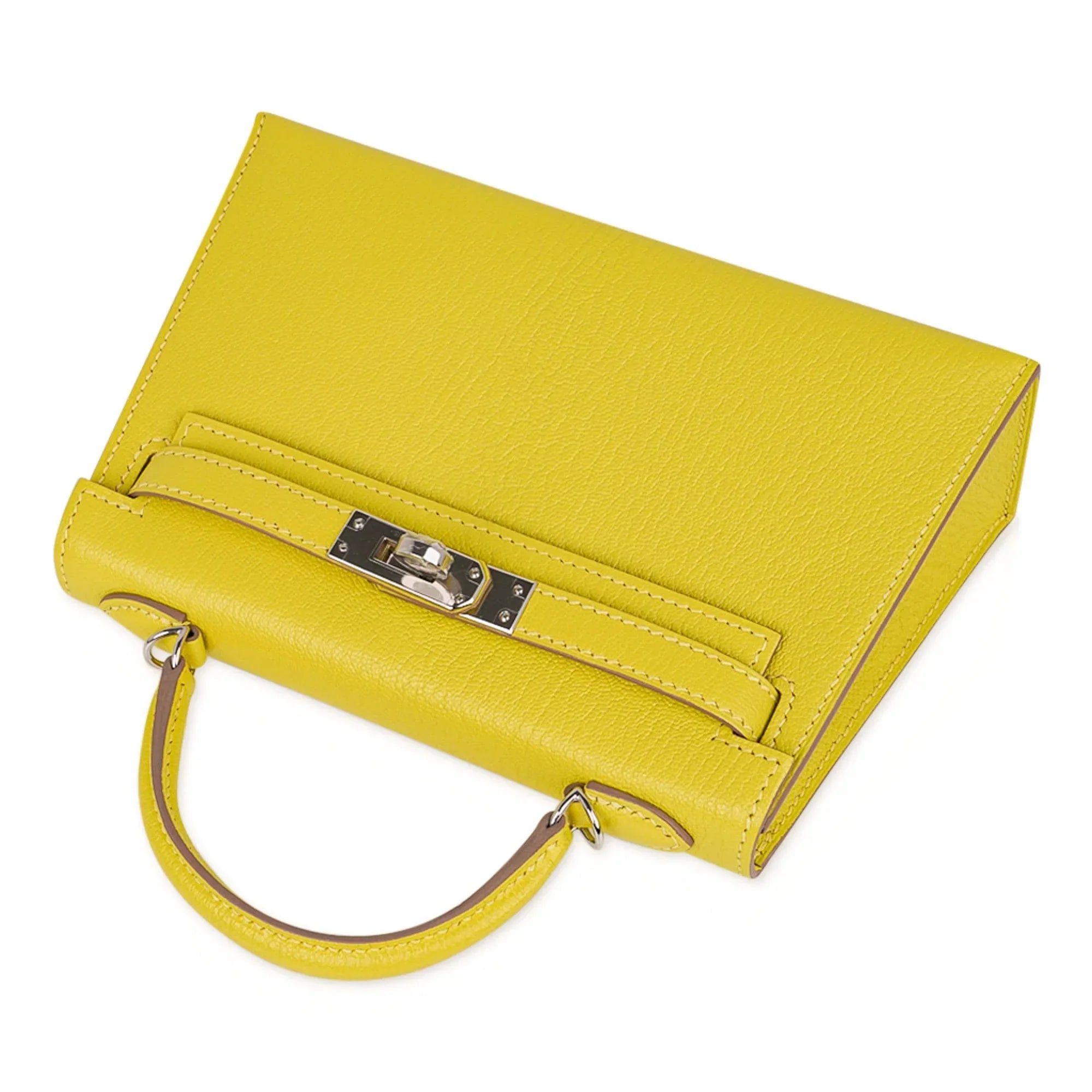 Kelly 20 Mini Sellier Bag Lime Chevre Leather Palladium