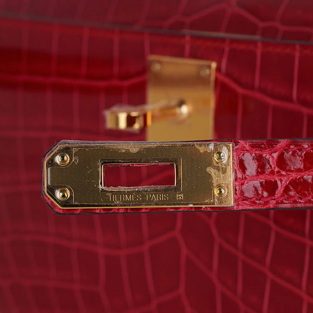 Kelly Cut Bag Braise Niloticus Crocodile with Gold Hardware