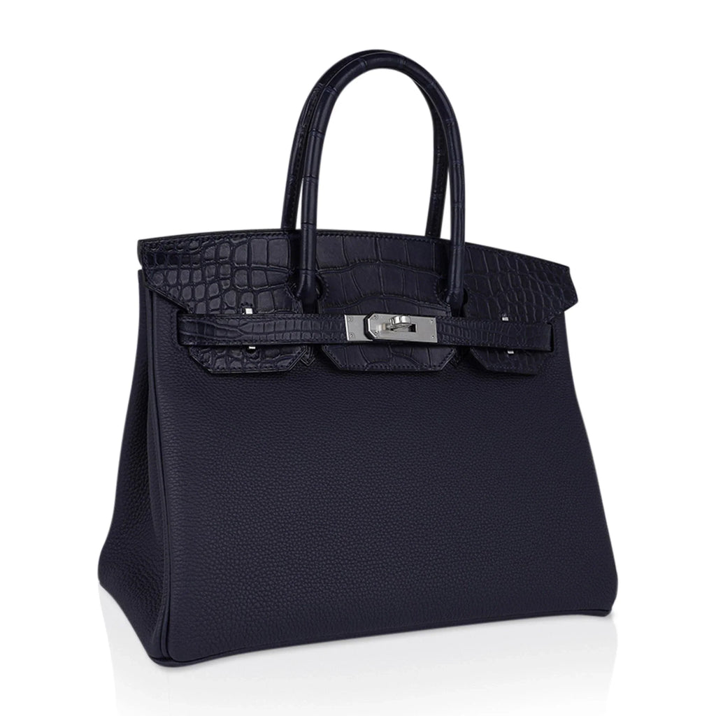 Birkin 30 Touch Blue Indigo Matte Alligator Bag Palladium Hardware