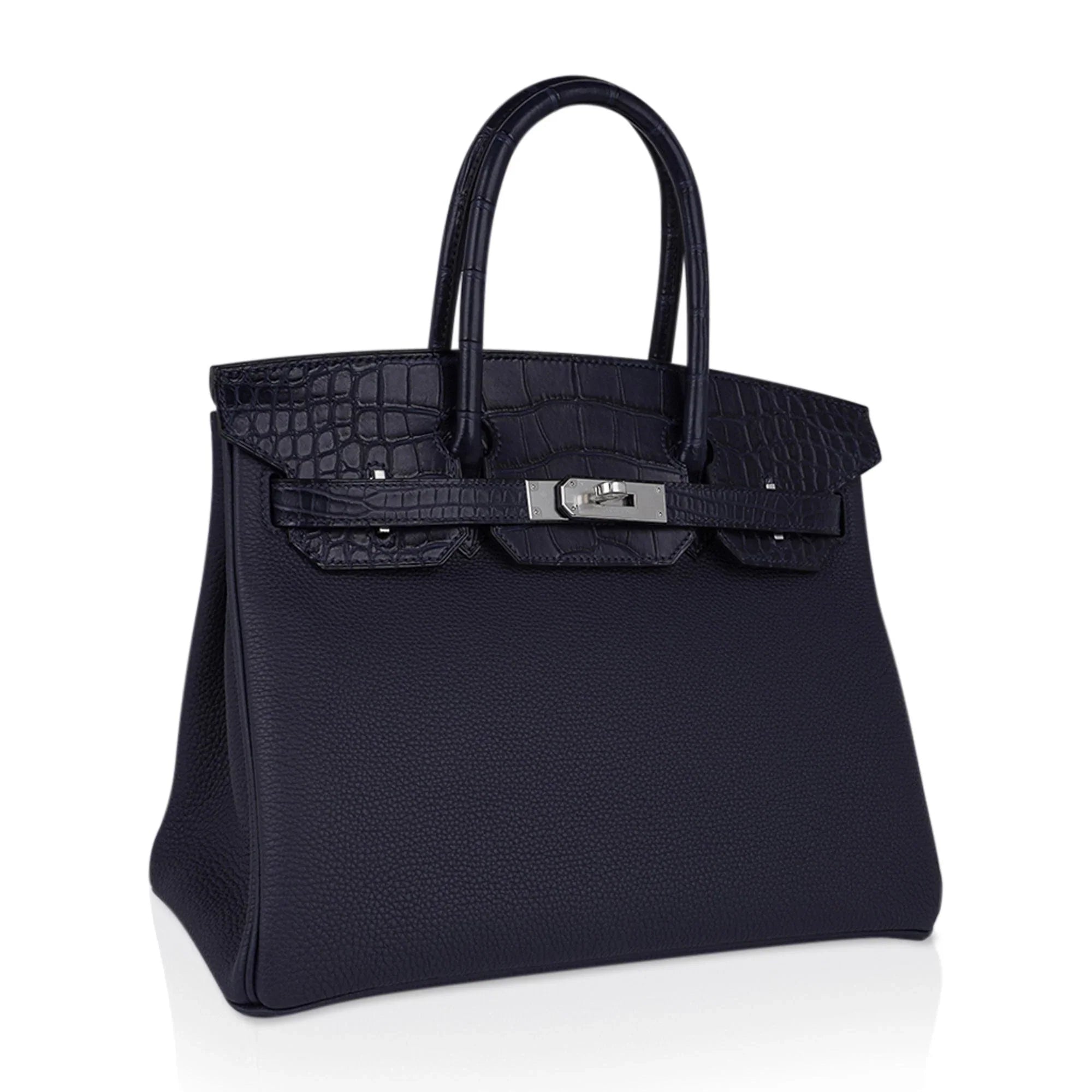 Birkin 30 Touch Blue Indigo Matte Alligator Bag Palladium Hardware