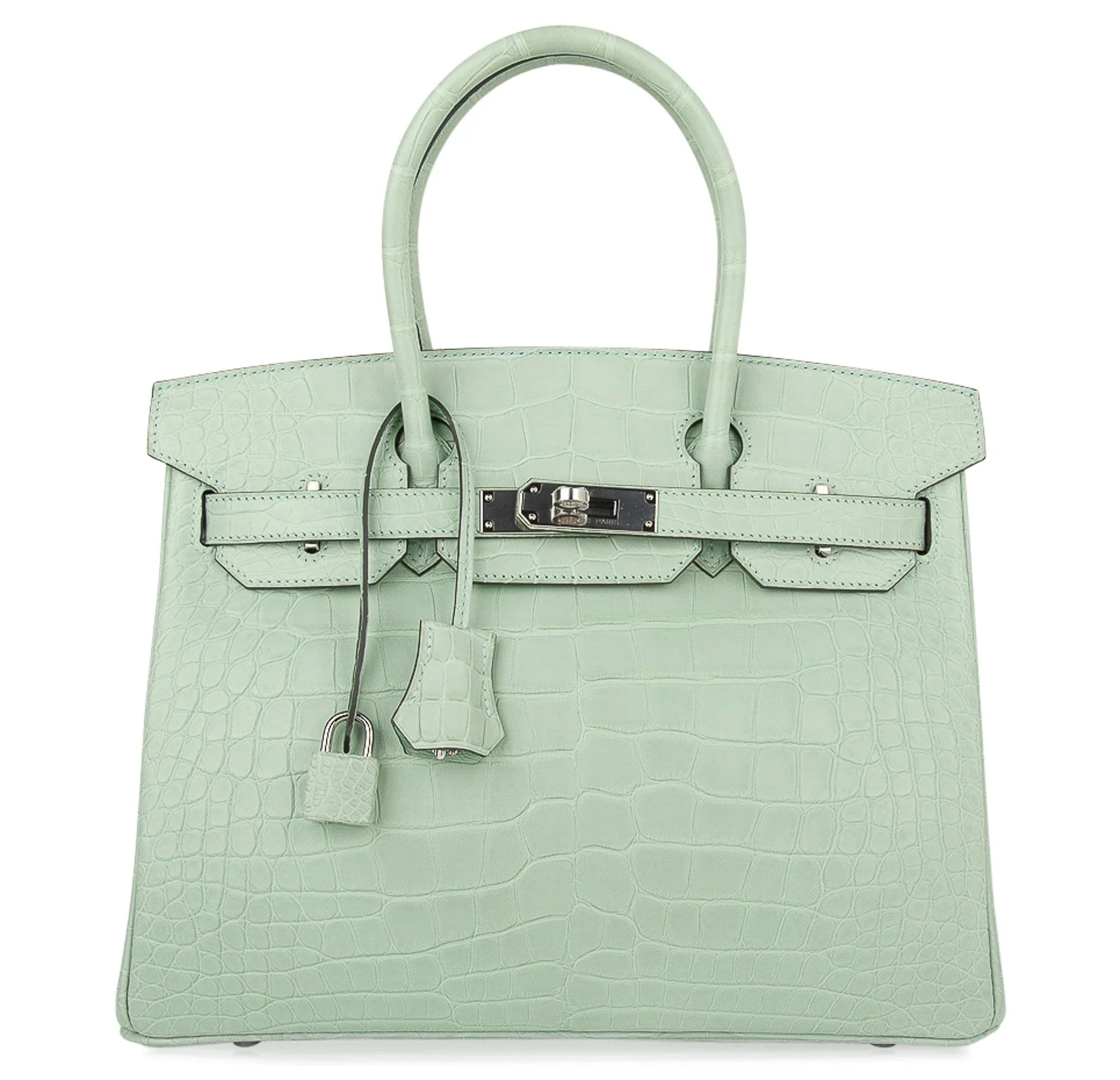 Birkin 30 Bag Vert D’eau Matte Alligator Palladium Hardware