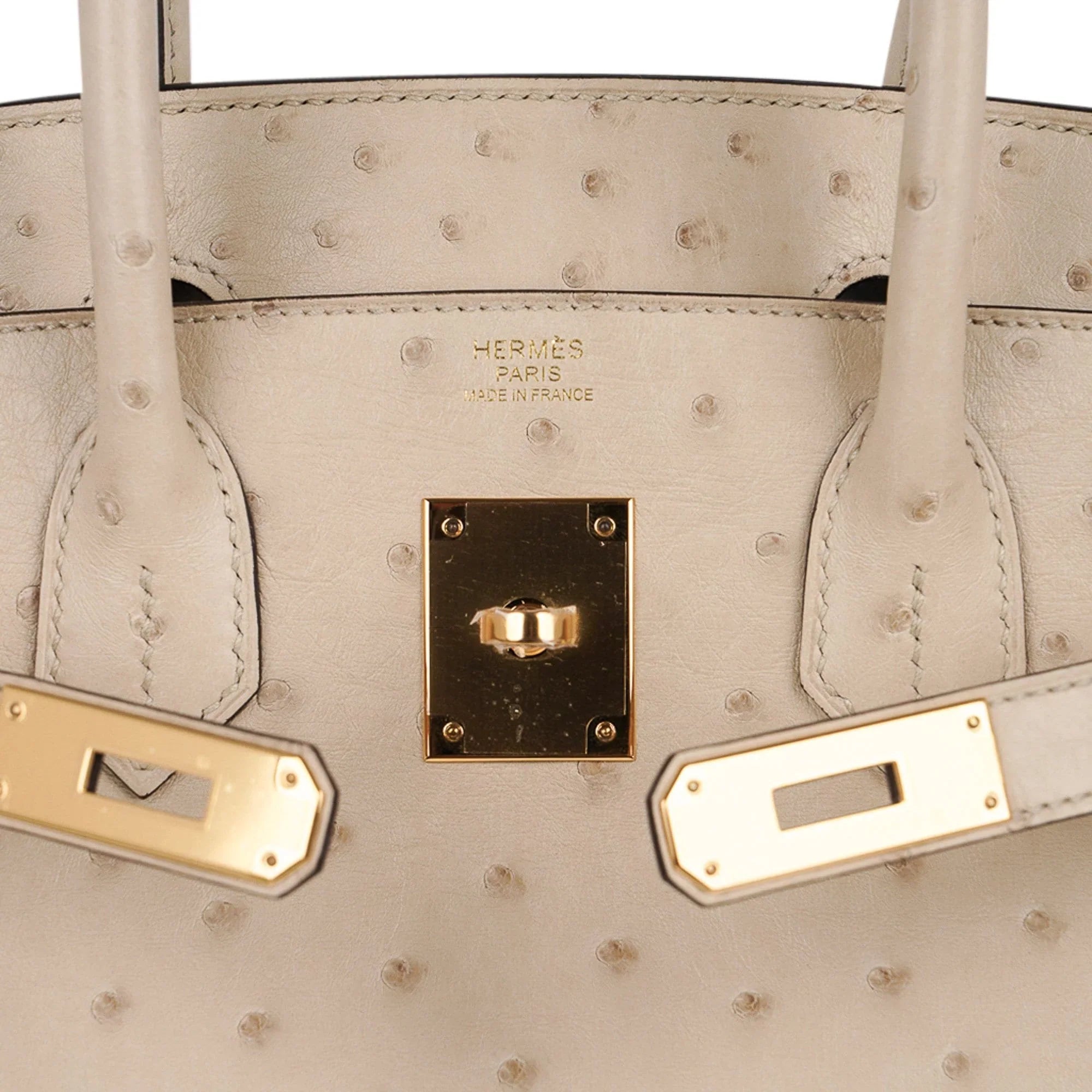 Birkin 30 Bag Ostrich Parchemin Gold Hardware New w/Box