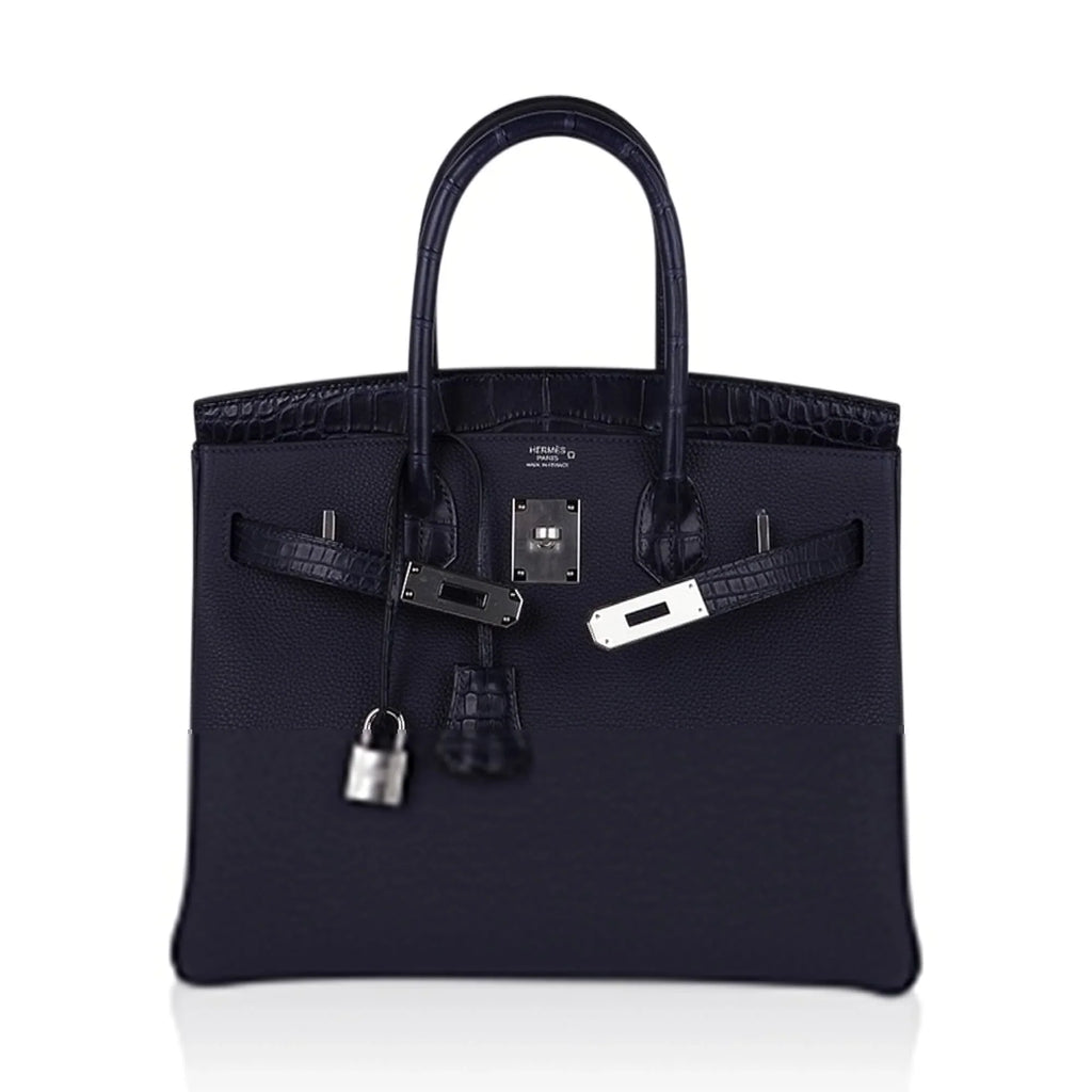 Birkin 30 Touch Blue Indigo Matte Alligator Bag Palladium Hardware
