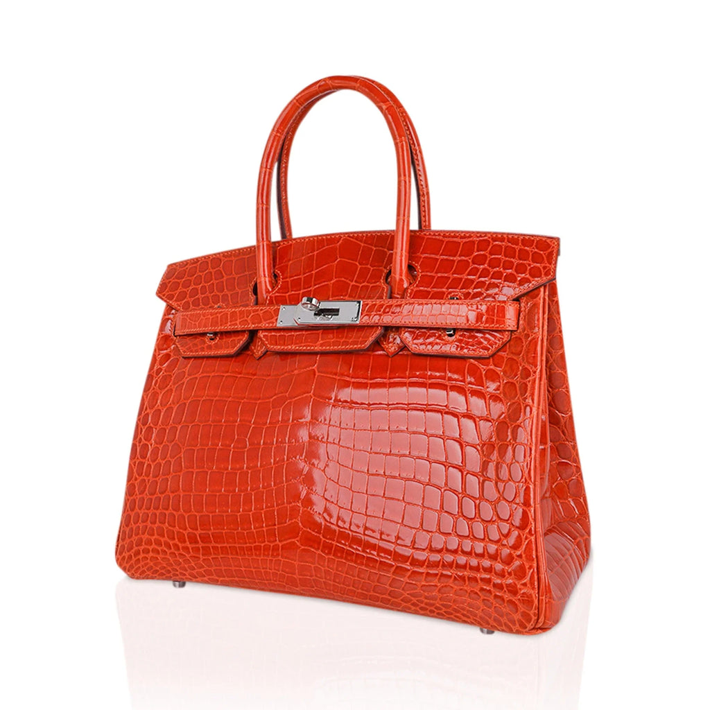 Birkin 30 Bag Orange Crocodile with Palladium Hardware